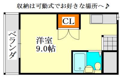 シャンテ津田沼A(ワンルーム/2階)の間取り写真