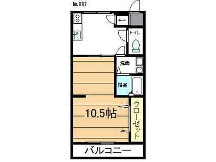 松栄コーポラス(1DK/2階)の間取り写真