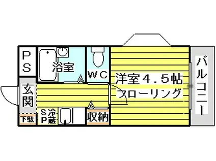ローレルハイツウエハラ(1K/2階)の間取り写真