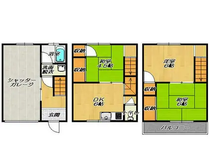 北田ハイツ(3DK/1階)の間取り写真