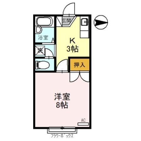 ワンズ18A棟(1K/2階)の間取り写真