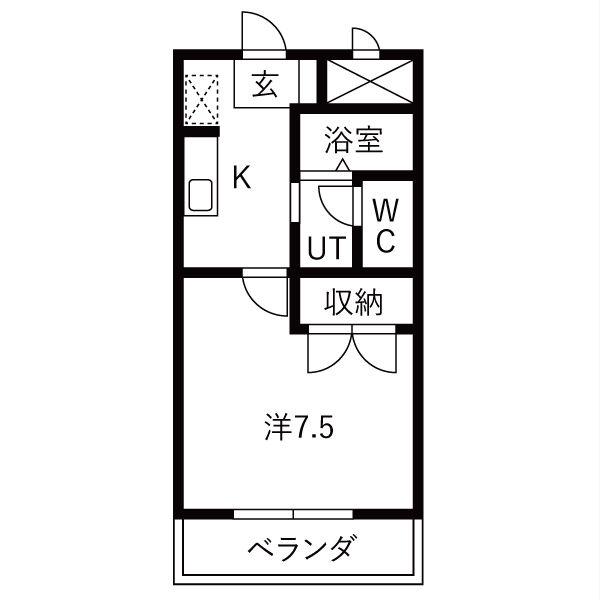オリーブ館(1K/1階)の間取り写真