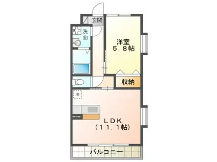 シャンティーク(1LDK/1階)の間取り写真