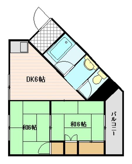 コーポ大辻(2DK/2階)の間取り写真