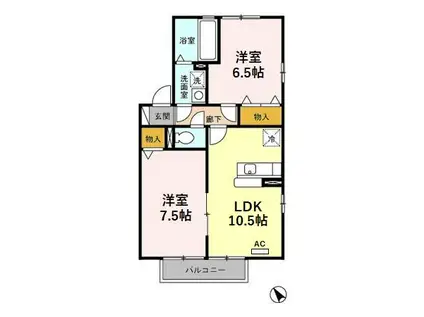 DH・パルフェ本町(2LDK/2階)の間取り写真