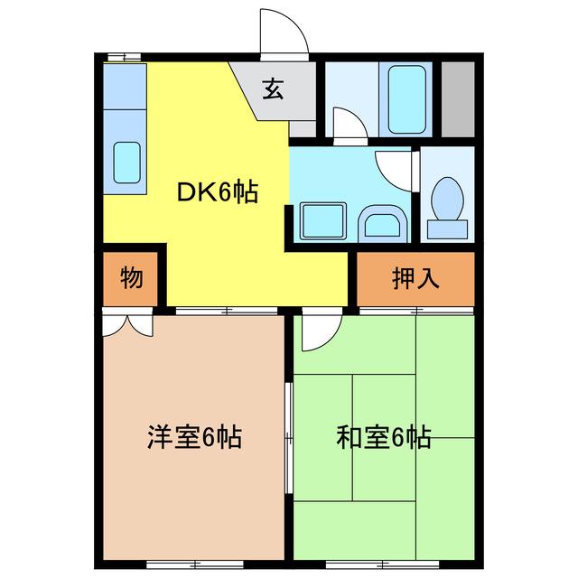 メゾン飛高(2DK/1階)の間取り写真