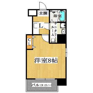 ドゥエリング桜川(1K/8階)の間取り写真
