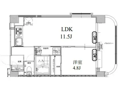 三軒茶屋グリーンマンション(1LDK/5階)の間取り写真