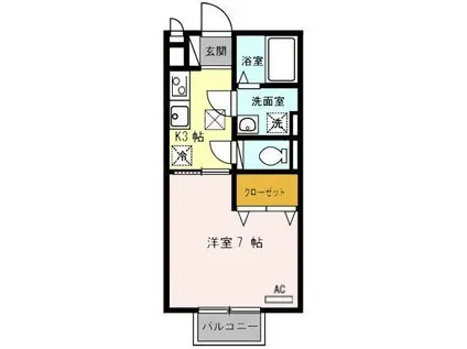 ベルクール大塚(1K/2階)の間取り写真