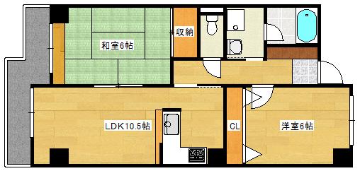 メゾンブランシュ(2LDK/4階)の間取り写真