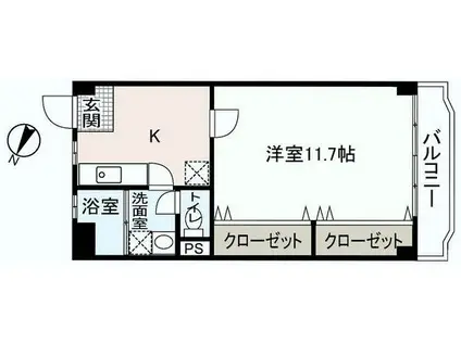 山崎ビル(1DK/3階)の間取り写真