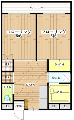 啓進ハイツ(2DK/6階)の間取り写真