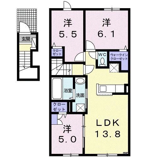 BIANCA(3LDK/2階)の間取り写真