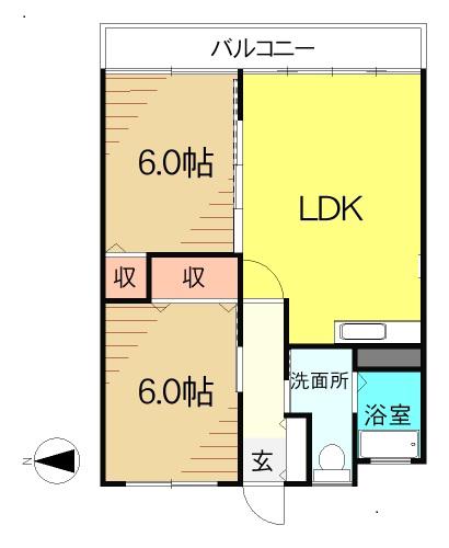 ブレッサヒルズ(2LDK/6階)の間取り写真