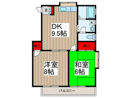 エンゼルハイツB号(2DK/2階)の間取り写真