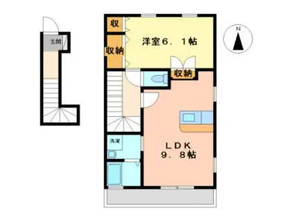 プレタメゾン伍号館(1LDK/2階)の間取り写真