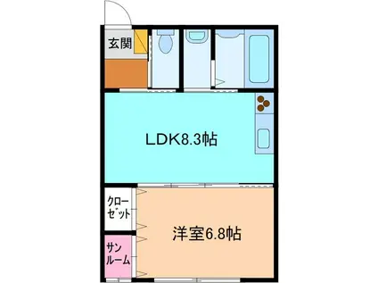 LIEN(1LDK/1階)の間取り写真