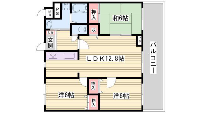 アルコート高岡(3LDK/2階)の間取り写真