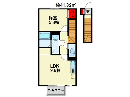 グランツ葛原(1LDK/2階)の間取り写真