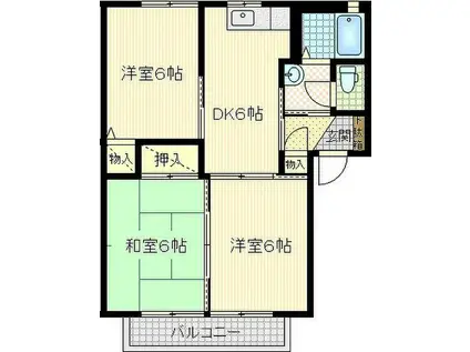 ディアス・クレペールII(3DK/2階)の間取り写真