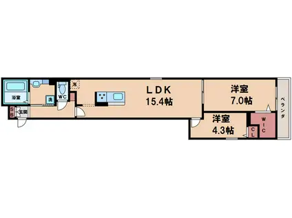グランジュテII(2LDK/2階)の間取り写真