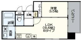 アヴァンティ祇園(1LDK/3階)の間取り写真