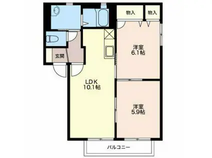 レジデンシャルB(2LDK/1階)の間取り写真