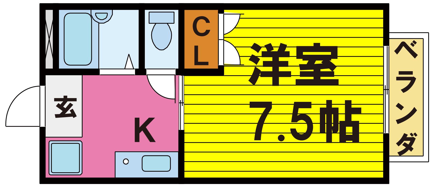 フローラハイツ 1K(1K/2階)の間取り写真