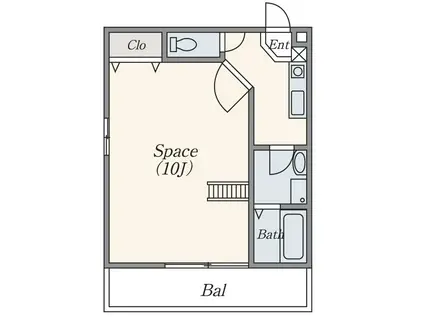 パティオ神戸(1K/2階)の間取り写真