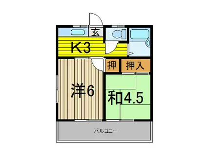 グリーンハイツ片野(2K/1階)の間取り写真