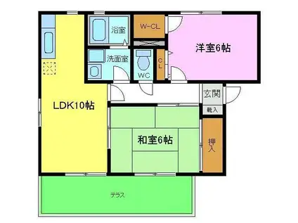 サンステート自由丘(2LDK/2階)の間取り写真