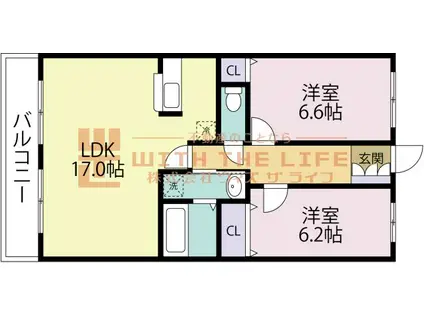 ルネスTANAKA(2LDK/3階)の間取り写真