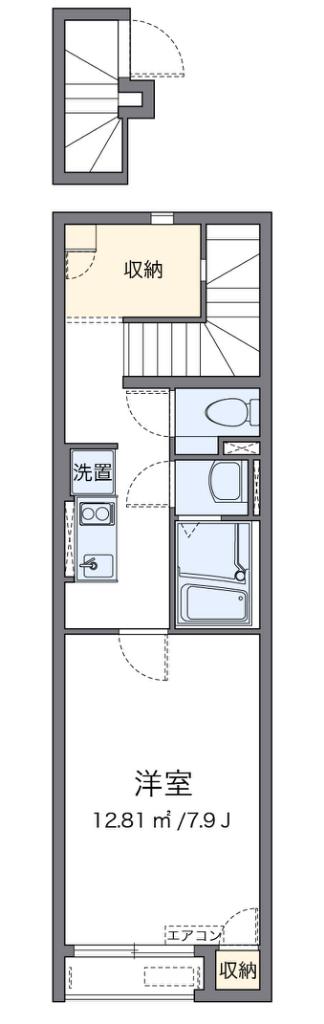 クレイノふかしのII(1K/2階)の間取り写真