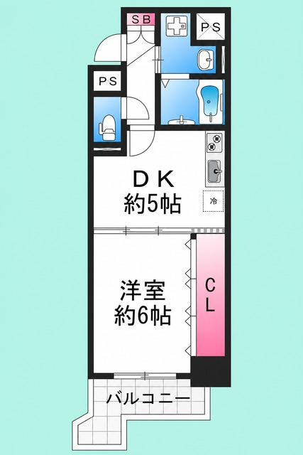 KREHL宿院(1DK/2階)の間取り写真