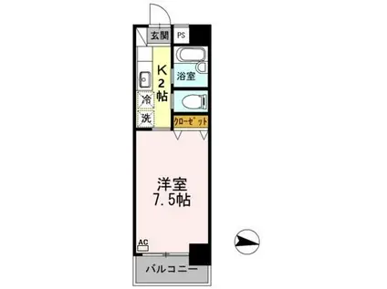 パシフィック佐賀II(1K/5階)の間取り写真