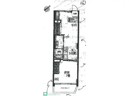 武蔵野プレジオ(1K/2階)の間取り写真