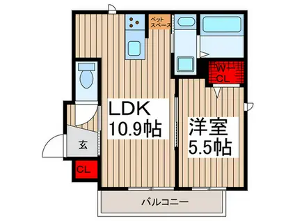メゾンさくら(1LDK/1階)の間取り写真