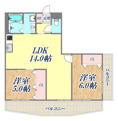 ハイローズガーデンⅡ(2LDK/3階)の間取り写真