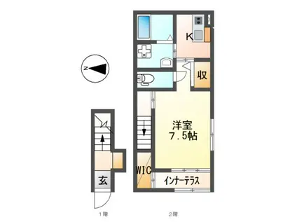 清洲1丁目アパート(1K/2階)の間取り写真