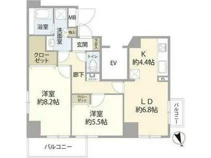 相模原第2ダイヤモンドマンション(2LDK/3階)の間取り写真