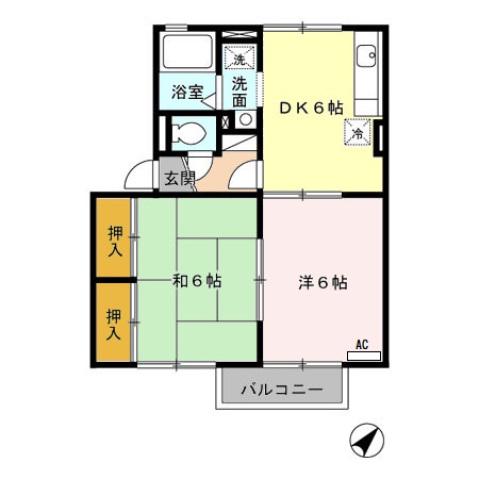 フルールヴィラージュ(2DK/2階)の間取り写真
