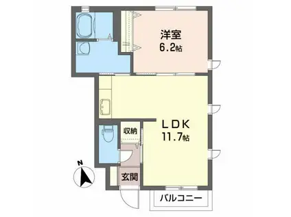 YKパレス天神(1LDK/1階)の間取り写真