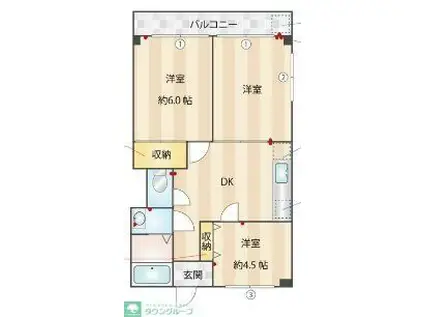 プリンシパル羽村(3DK/3階)の間取り写真