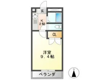アップルコート大垣木戸町(ワンルーム/1階)の間取り写真
