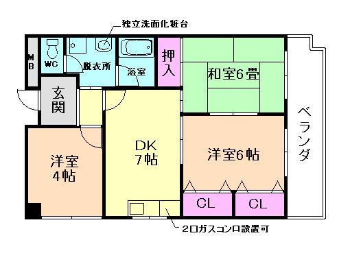 エクセライフ池田(3DK/2階)の間取り写真