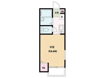 イーストハクラクヒルズA棟(1K/1階)の間取り写真