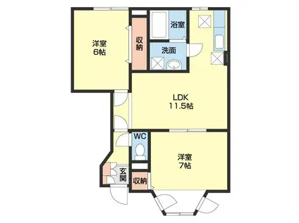 JR阪和線 紀伊駅 徒歩50分 2階建 築28年(2LDK/1階)の間取り写真