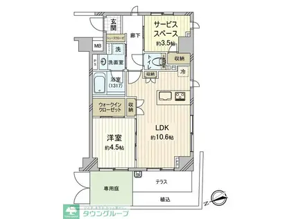 ラ・グラース吉祥寺(1SLDK/1階)の間取り写真