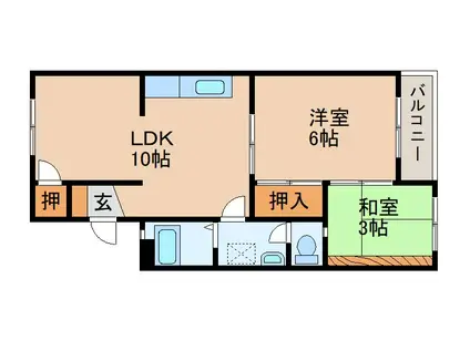 メゾンクルール(2LDK/3階)の間取り写真