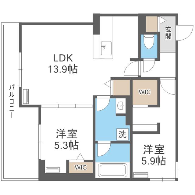 GRANDVALLEY 博多(2LDK/3階)の間取り写真